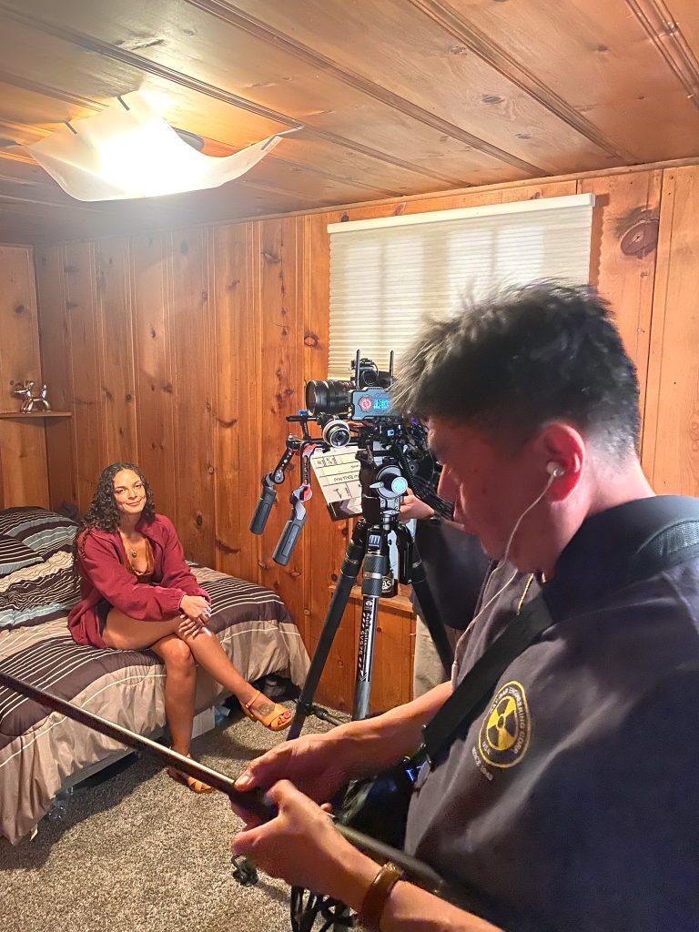 Behind-the-scenes image from The Yellow Balloon.